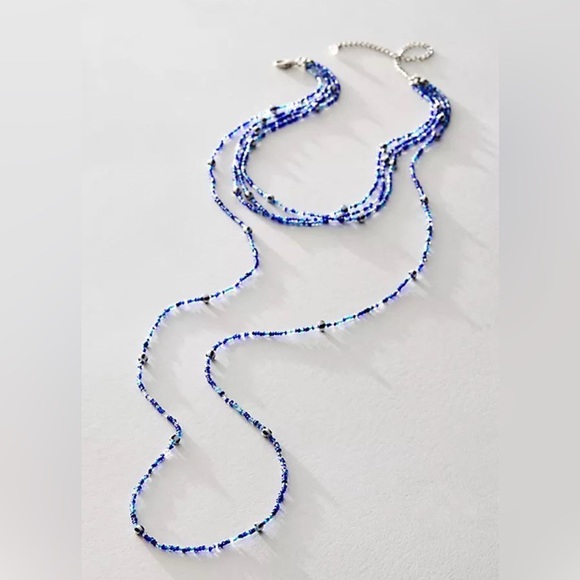 Free People Summer Dive Necklace Blue NWT - Picture 2 of 2